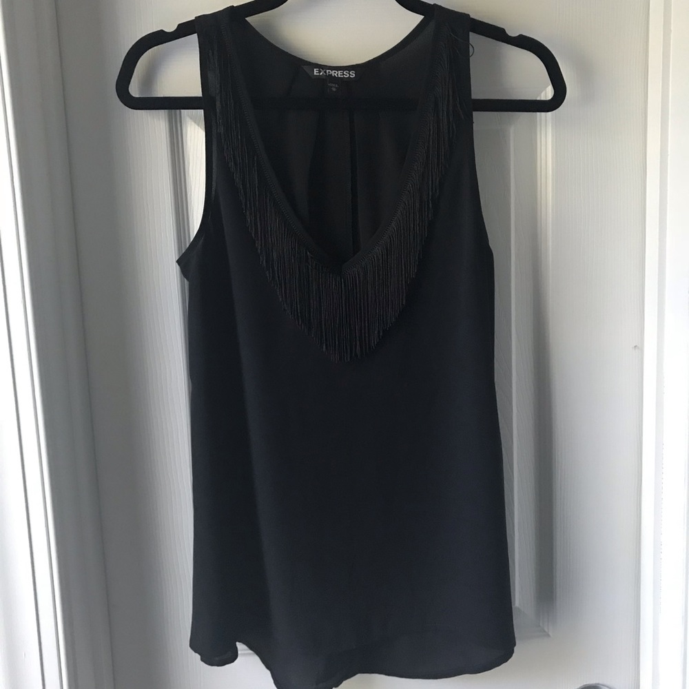 Black tank with fringe